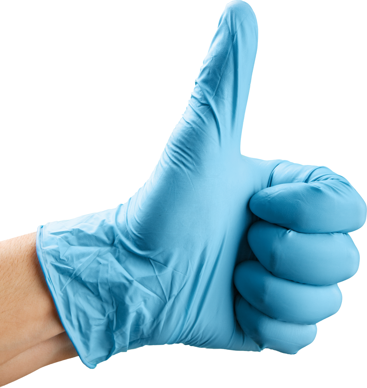 Blue Nitrile Medical Gloves on Doctor Hand